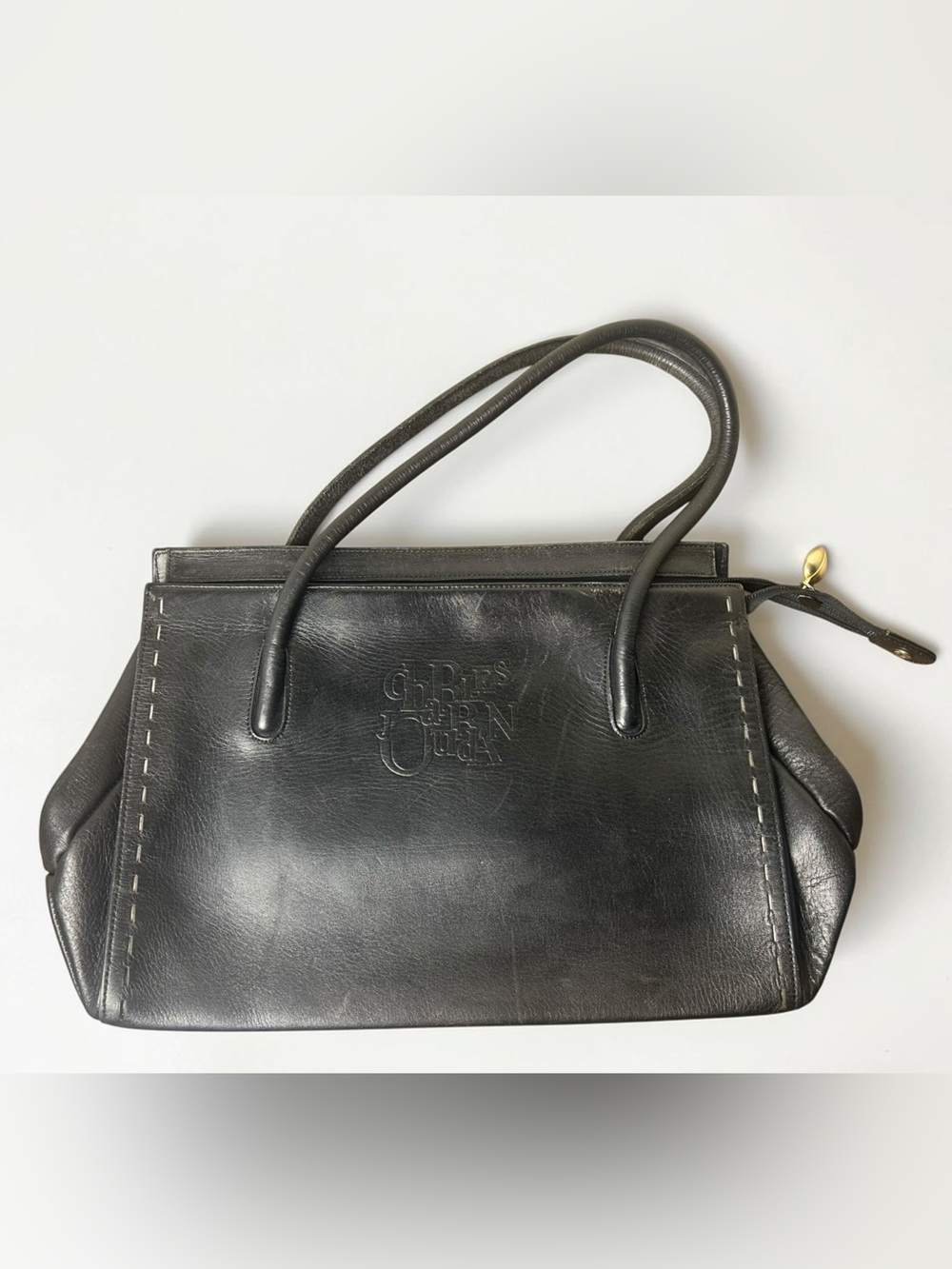 Charles Jourdan Paris Black Leather Satchel Bag
